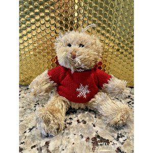 Vintage TEDDY BEAR Miles Kimball PLUSH 7.5" Christmas Ornament Red Sweater RARE!